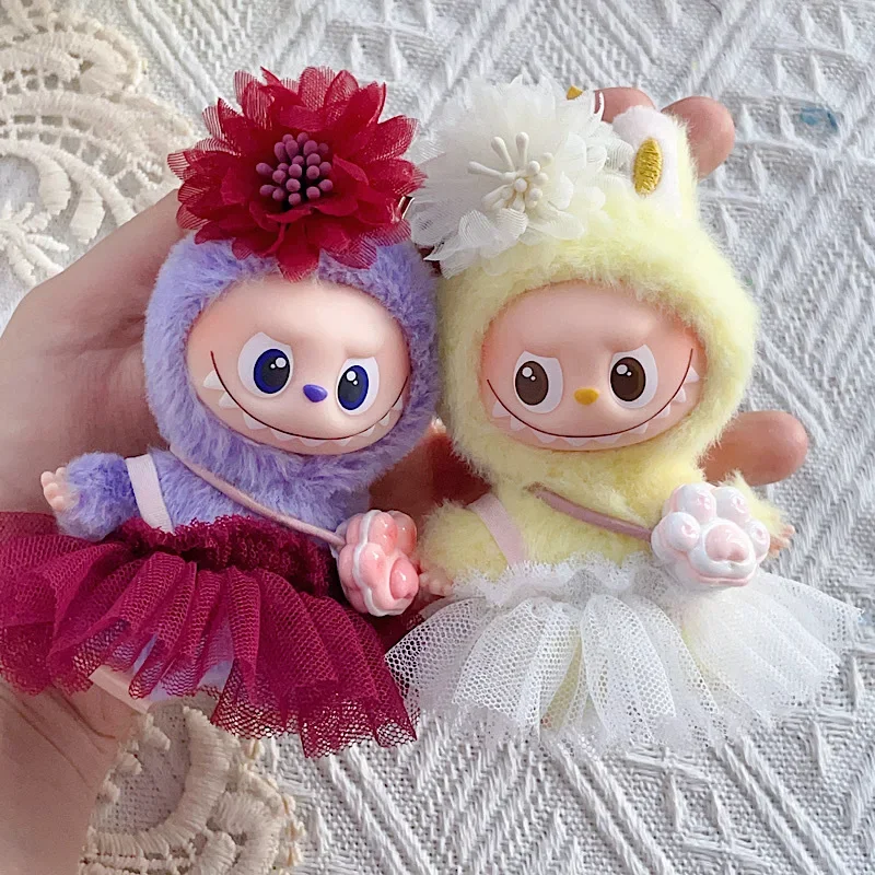 

4,0 мини-кукла 10,5 см, платье Labubu, плетение пряжи, балетная юбка, набор заколок для волос, кукла принцессы, великолепные аксессуары, праздничный подарок