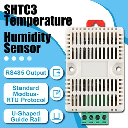 SHTC3 Temperature Humidity Sensor 35MM DIN Tracks Output RS485 Modbus Protocol Industrial Sensors Monitor Transmitter 5Pin