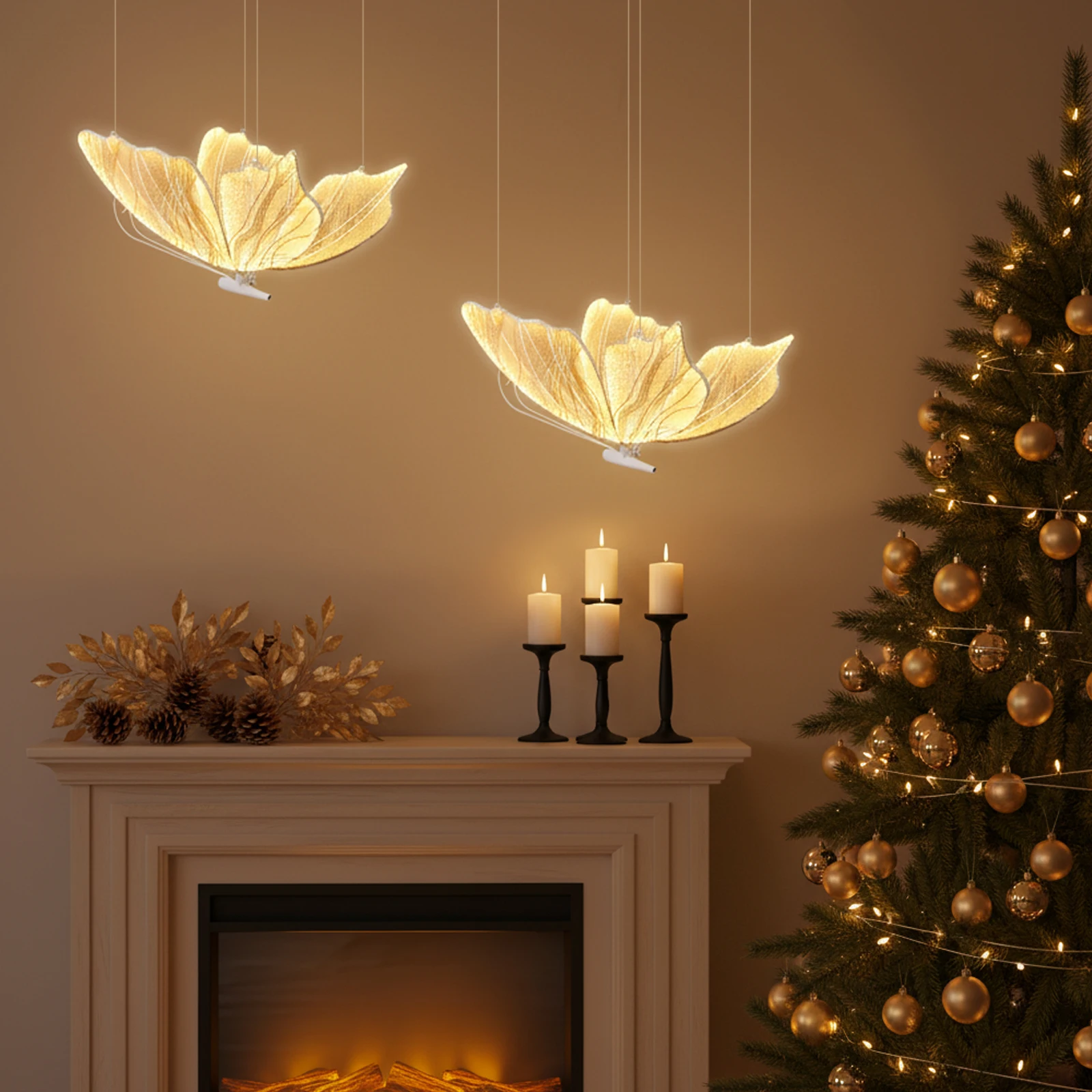 BYMAOCAR 2 قطعة مصباح أرضي على شكل فراشة LED مصباح سقف على شكل فراشة لحفلات الزفاف 57.5-70.1in ارتفاع قابل للتعديل #2