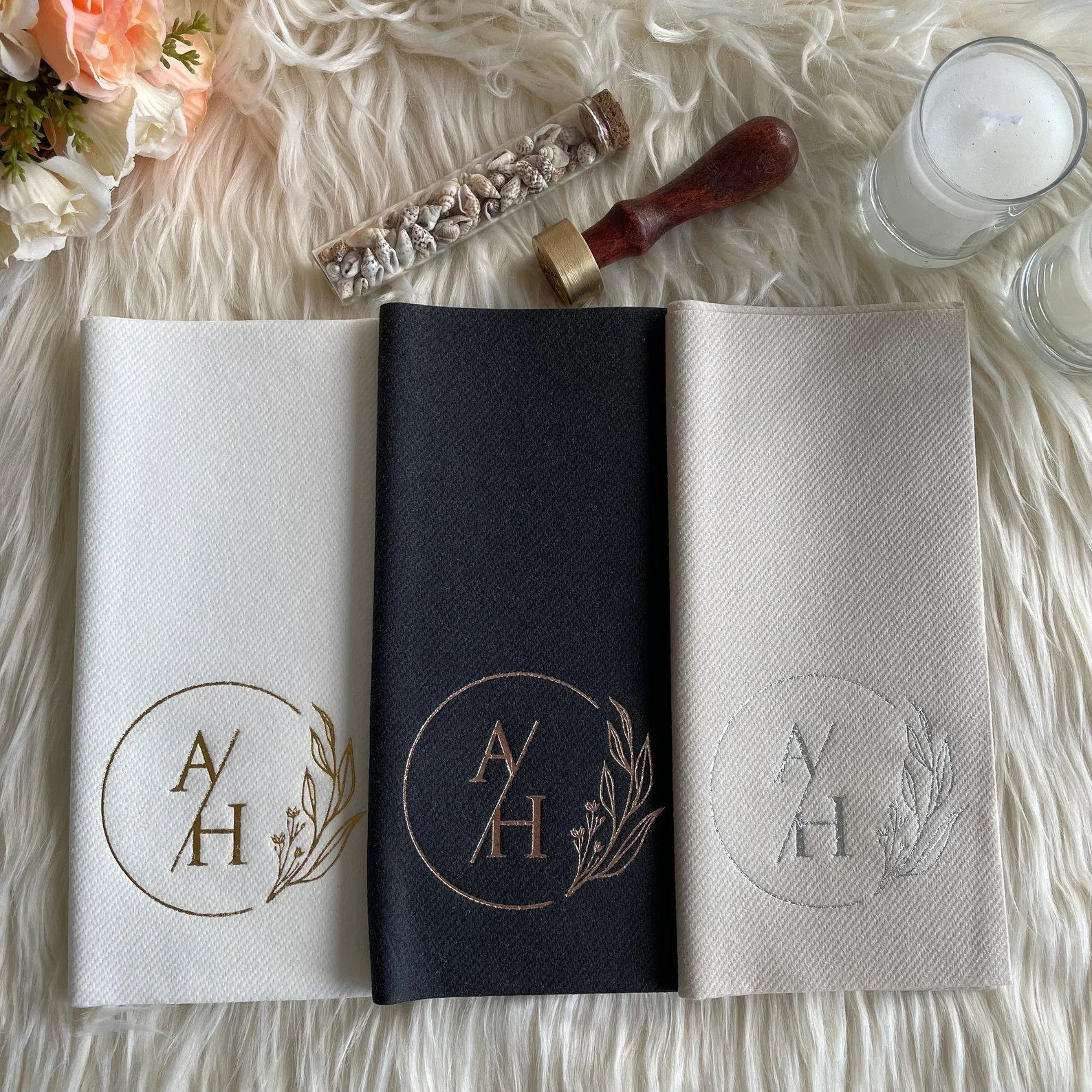 50pcs Customized Linen-Like Napkins for Weddings and Events