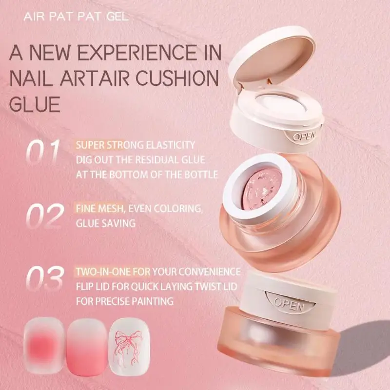 1Pcs Nagellack Kleber Rosa Farbe Nail art Air Kissen Polsterung Kleber Hohe Sättigung Gips Malerei Kleber Für DIY hause Salon