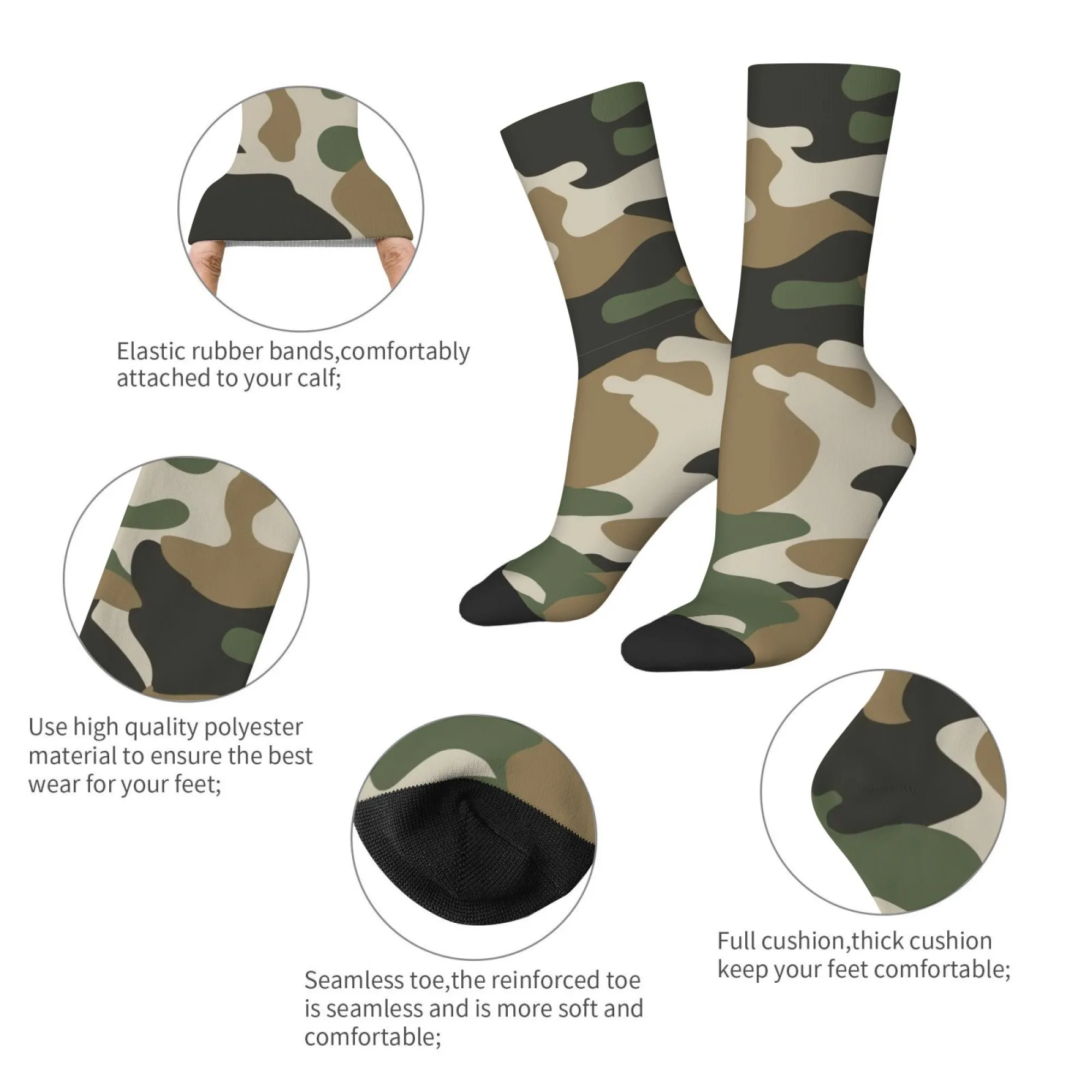 Herrensocken mit Woodland-Tarnmuster, lustige Retro-Outdoor-Sportsocken, bequeme, rutschfeste und langlebige Socken
