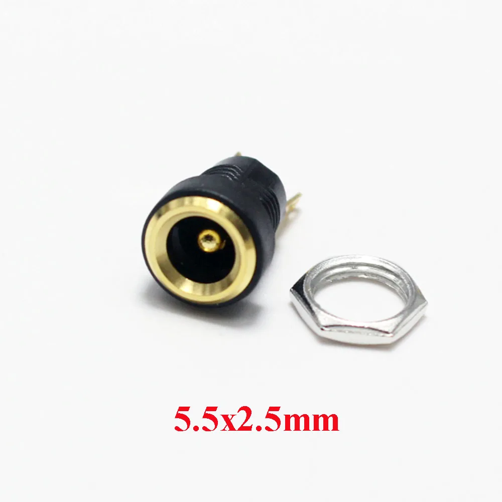 2/5pcs DC-022B Gold 3A 12v for DC Power Supply Jack Socket Female Panel Mount Connector 5.5*2.1mm 3.5*1.35 5.5*2.5 Plug Adaptor