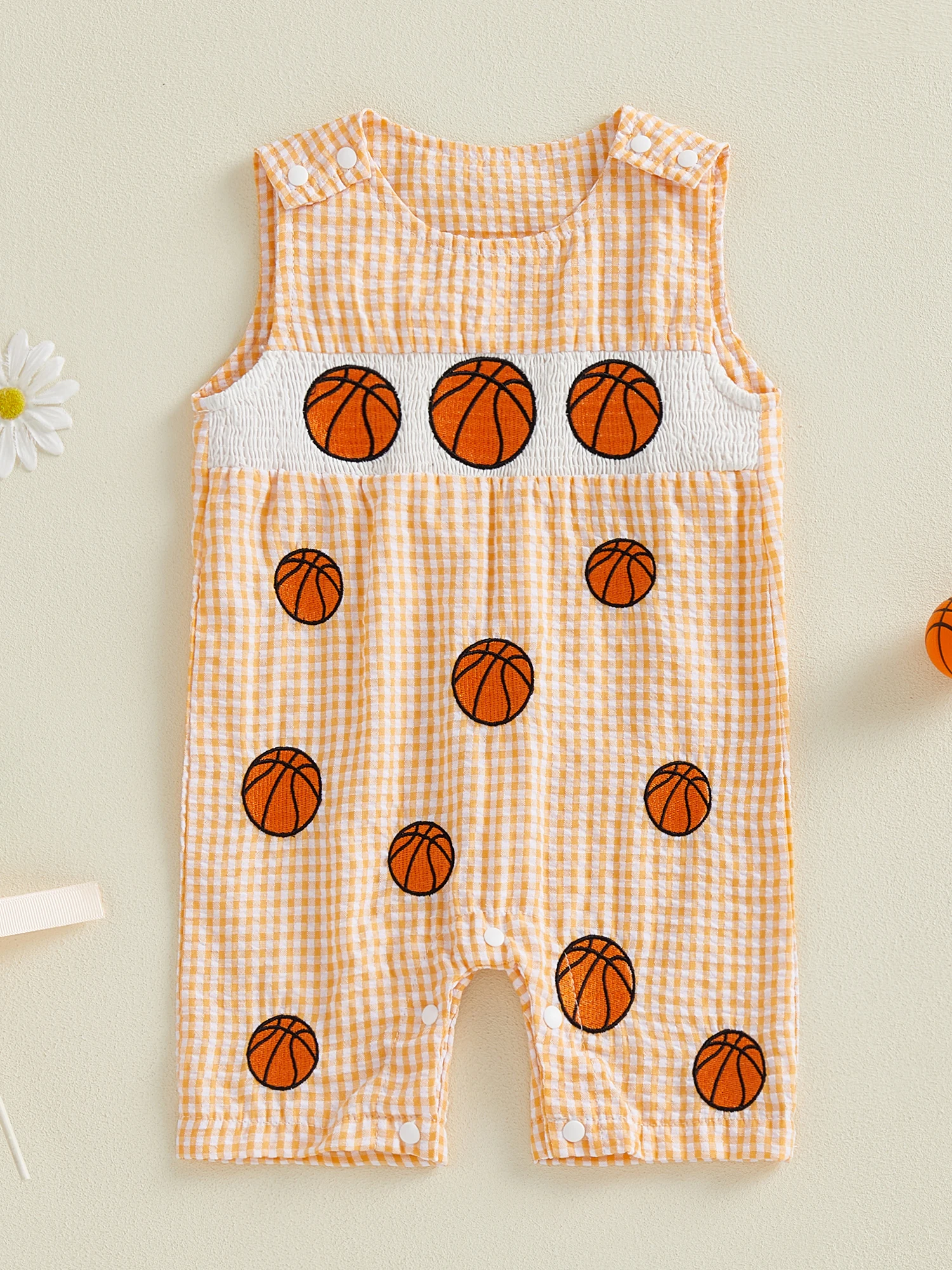 بدلة قفز صيفية للأولاد الرضع بدون أكمام ورقبة دائرية ومطرزة مخططة لكرة القدم للارتداء اليومي #4