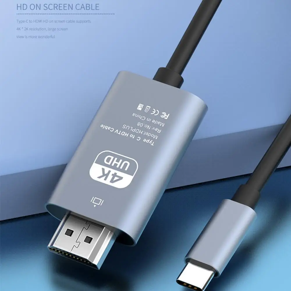 Type C To HDMI-Compatible Adapter Cable Type C 4K 30Hz HDTV Converter Cable For Projector PC Pro Laptop Tablet