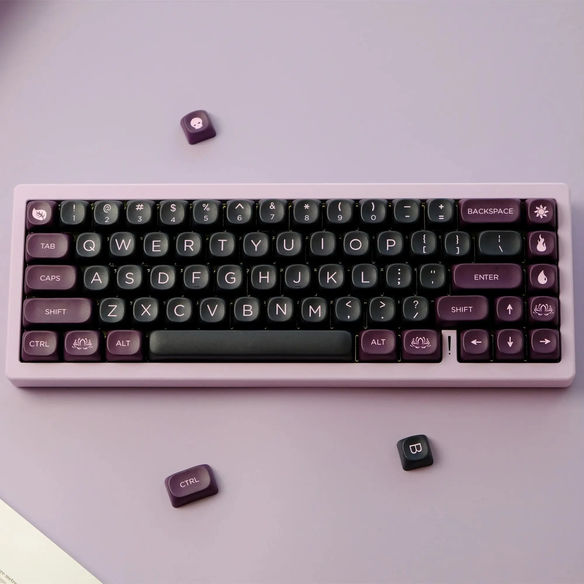 

126 Keys/Set GMK Black Lotus Keycaps PBT Dye Sublimation KeyCap Profile XOA MOA Keycap For MX Switch Mechanical Keyboard