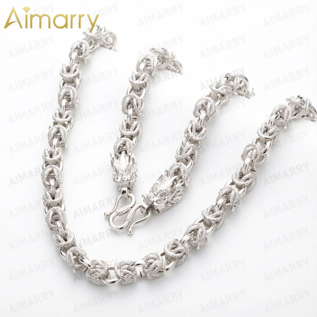 925 Sterling Silver Double Head Thick Necklace, Unisex
