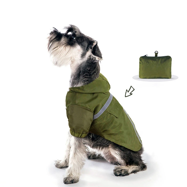 New Pet Raincoat Reflective Hooded Dog Clothes Waterproof  Packable Foldable Pet Clothing