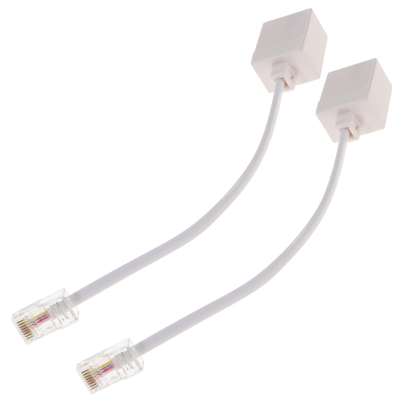 2 Pcs to RJ11 Phone Line Network Wire Adapter Telephone Ethernet Cable Converter Internet Supply Abs Plug