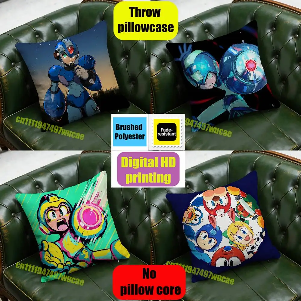 For Game M-Megaman R-Rockman Throw Pillow Case 50x50cm DIY Square Pillowcase Square Office Cushion Cover