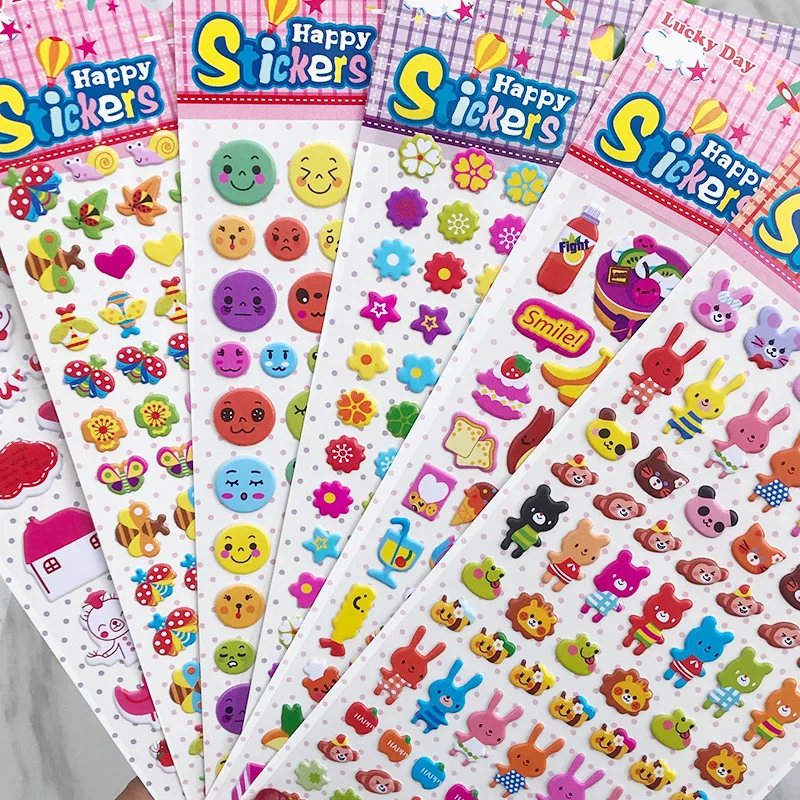 20 piezas pegatina 3d Kawaii de animales de dibujos animados, pegatina de burbujas de recompensa para jardín de infantes, decoración para álbum de recortes Diy, venta al por mayor