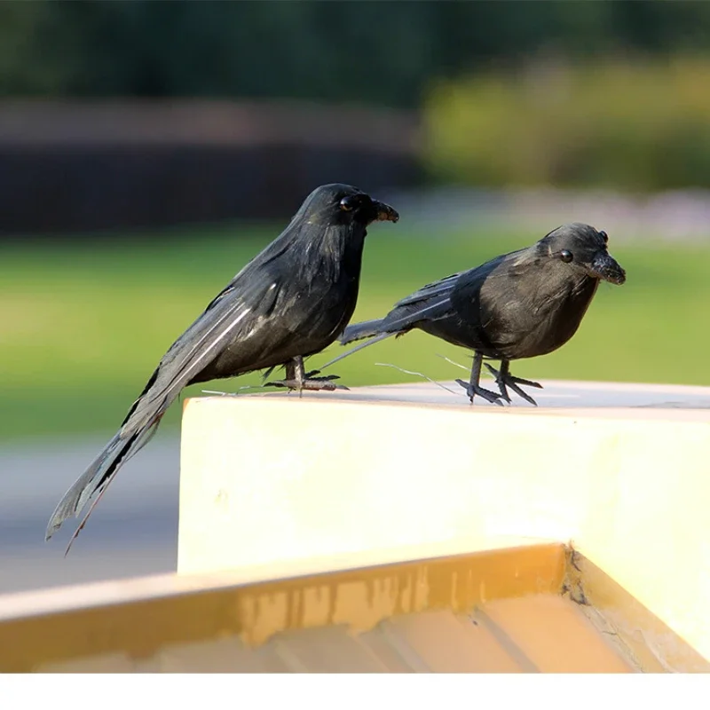 Halloween Simulation Artificial Black Bird Crow Model Raven Animal Prop Holiday Party Supplies Miniatures Home Garden Decor