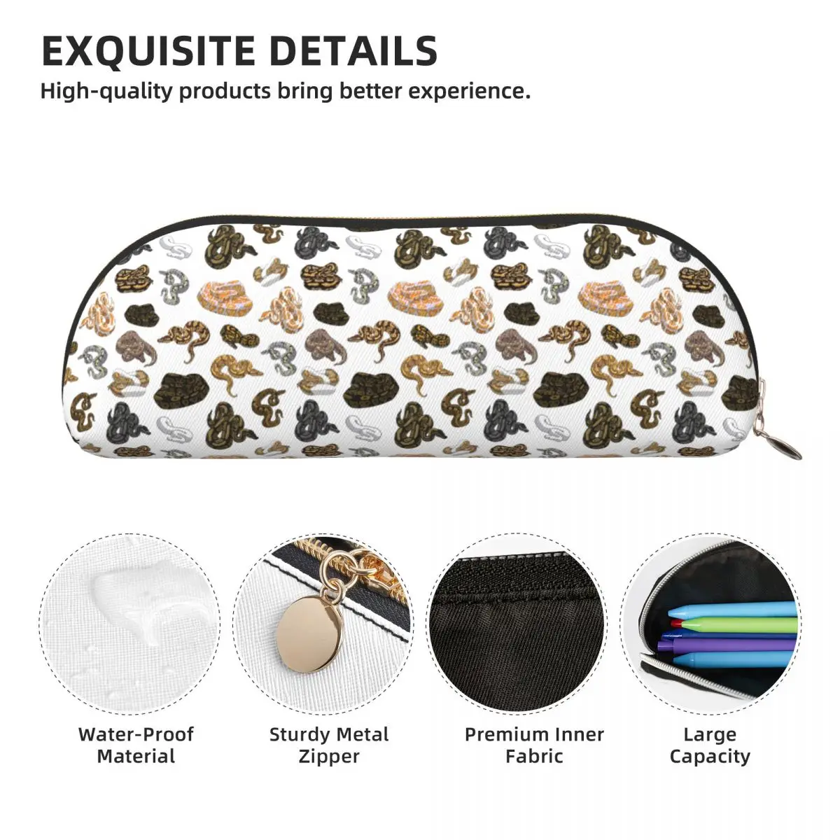 الكرة بيثون مورف الأفعى نمط مقلمة حامل قلم تخزين القرطاسية سعة كبيرة صندوق القلم حقيبة أقلام رصاص لمدرسة الطلاب