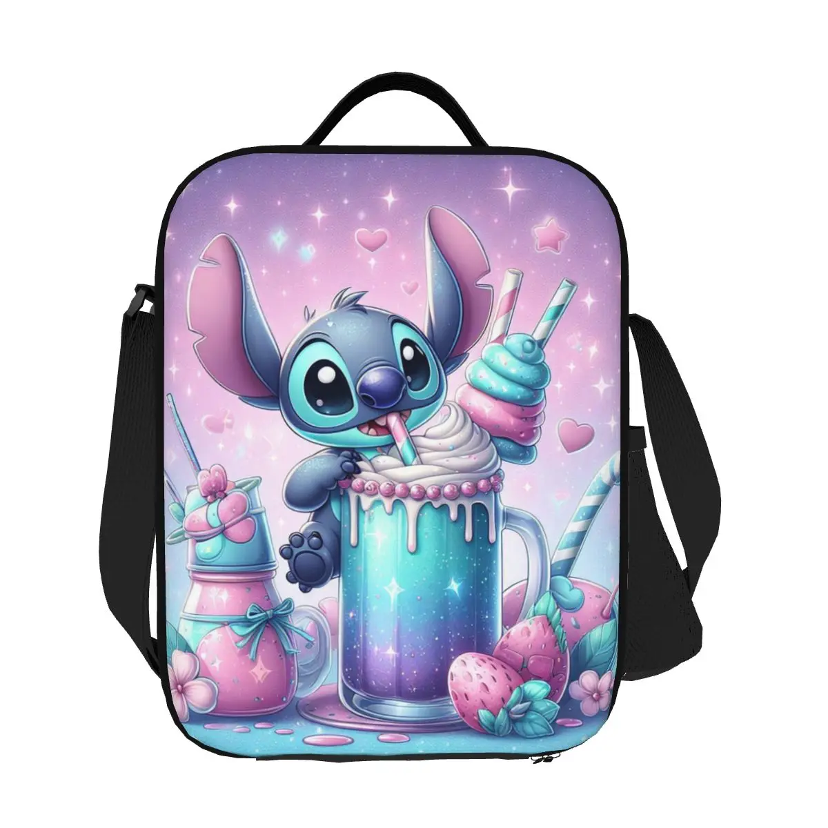 

Custom Cartoon Anime Manga Stitch Portable Lunch Box for Women Waterproof Cooler Thermal Food Insulated Lunch Bag Kids Children
