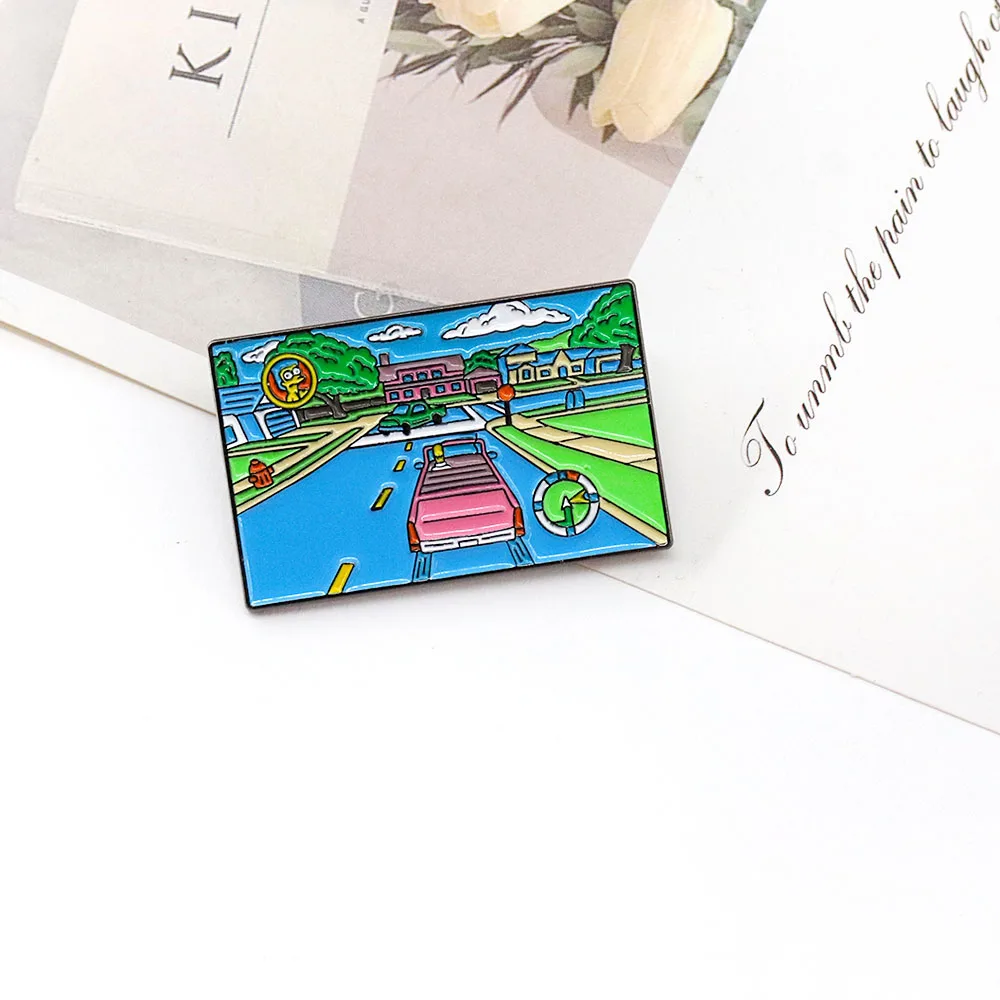 American animated sitcom Springfields Town Hit and Run cartoon character culture society television Enamel Pin Christmas brooch