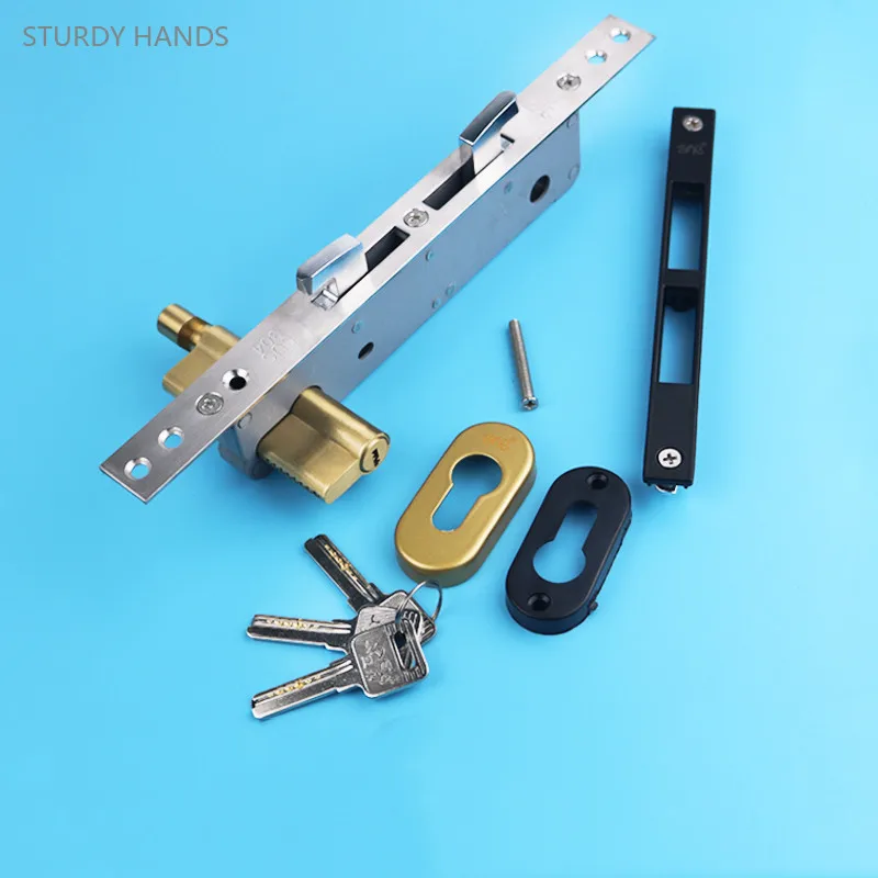 Heavy Duty Sliding Door Hook Lock Aluminum Alloy Sliding Balcony Glass Door Double Hook Lock Body Wooden Door Hardware