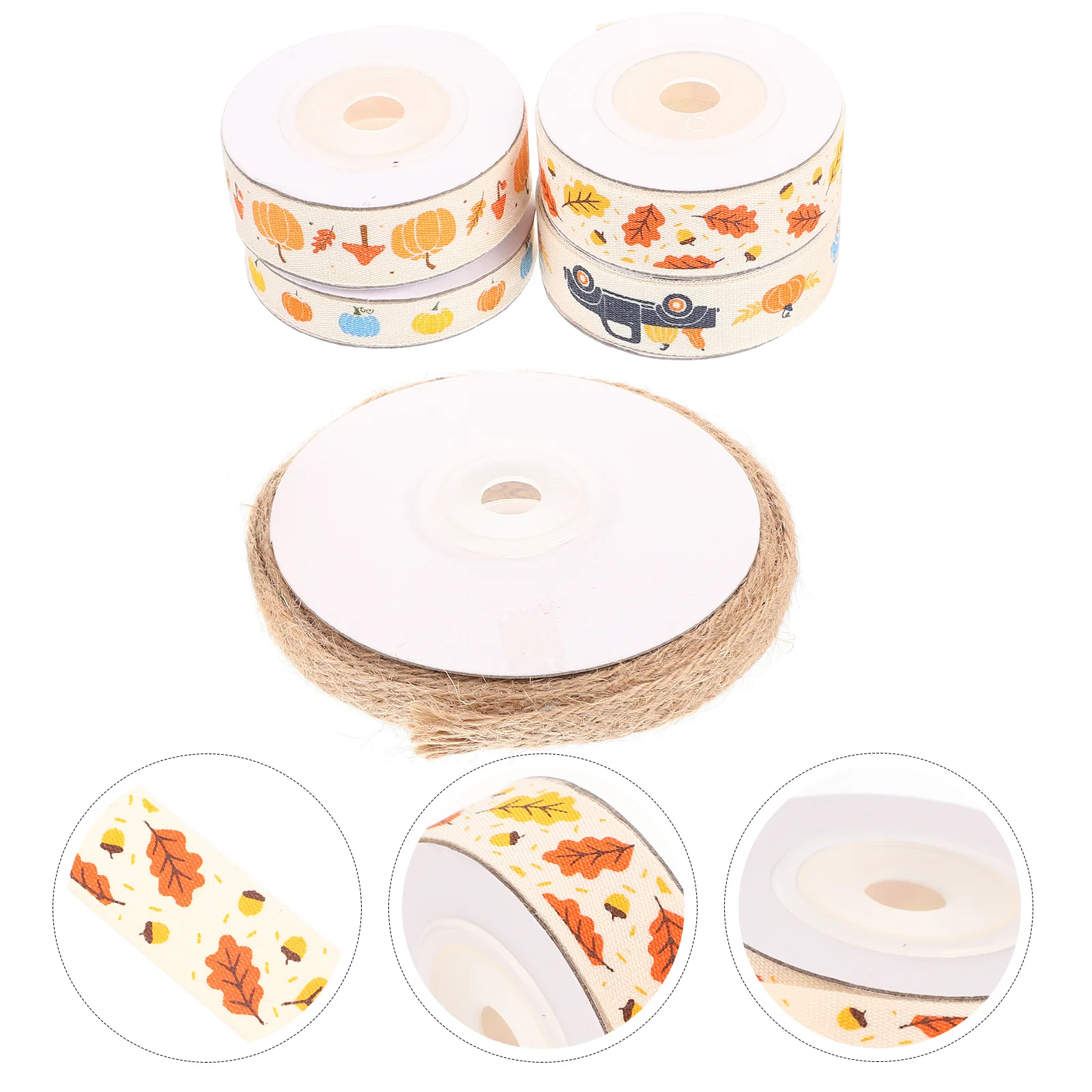 

5 Rolls Pumpkin Ribbon Thanksgiving Truck Pattern DIY Gift Wrapping Party Decoration Wreath Supply Pumpkin Ribbon