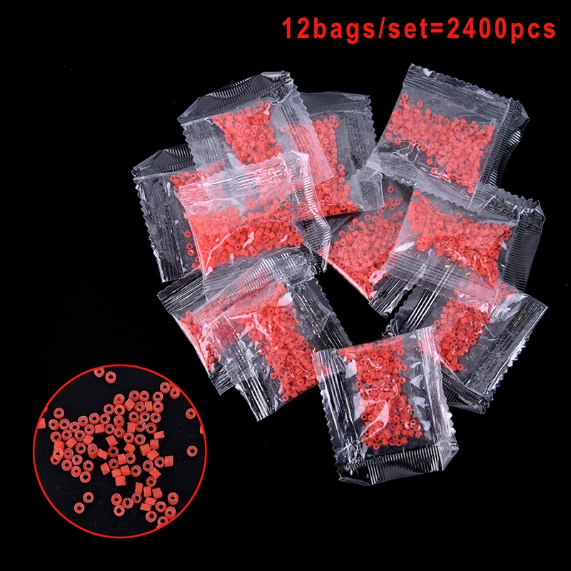 12Bags/2400Pcs Fish Tackle Rubber Bands For Fishing Bloodworm Bait Granulator Bait Hot Red Fishing Accessories