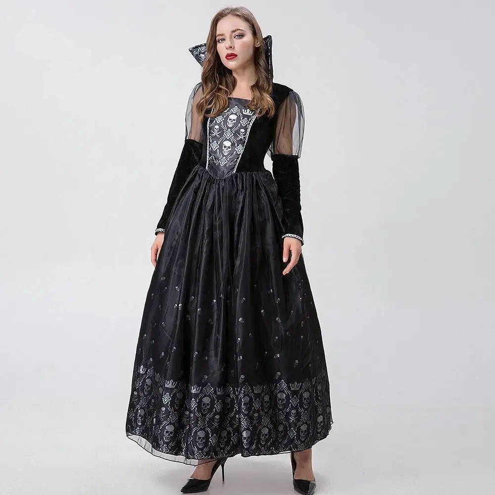 

Bla Long Skirt loween Costume Skeleton Devil Role-plang Women's Ethnic Wear Stage Costume Cross-border