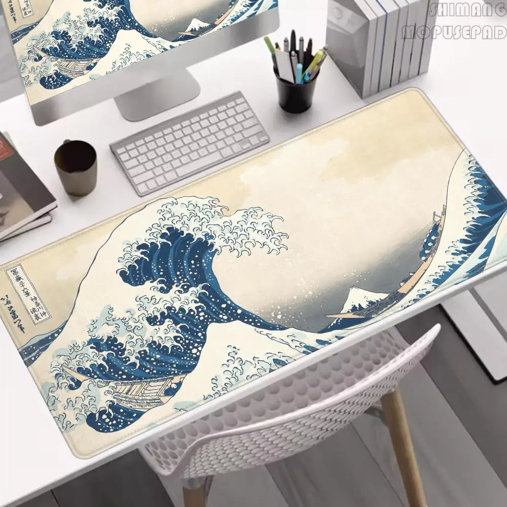 The Great Wave Off Kanagawa Black Gaming Mouse Pad Cushions Non-slip Pad Pad on The Table Carpet Gamepad Desk Gadget Mouse Mat