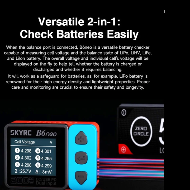 Original SkyRC B6 neo LiPo LiFe Li-ion LiHV Battery Balance charger AC 80w DC 200W Smart PD PCH-150 charging Dock Discharger
