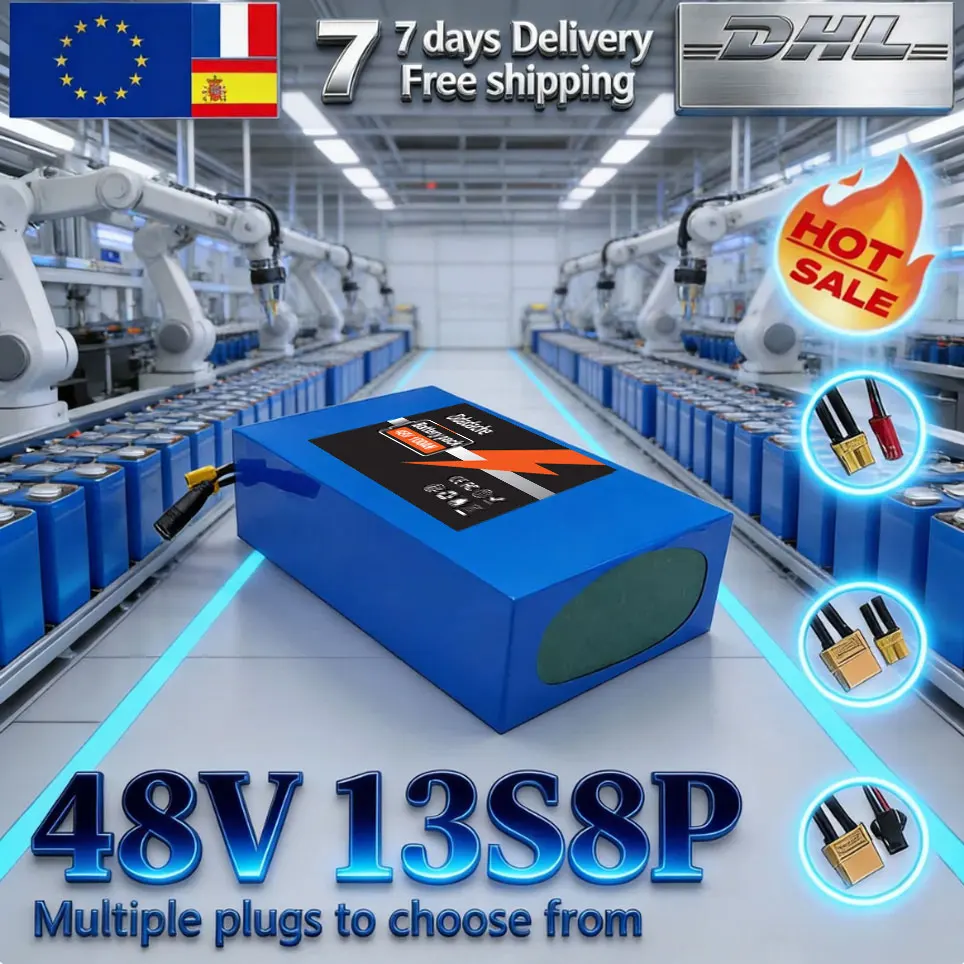 48V 100Ah 13S8P Lithium-Akkupack 48V 10000mAh 2000W Motorroller-Batterien mit integriertem 50A BMS