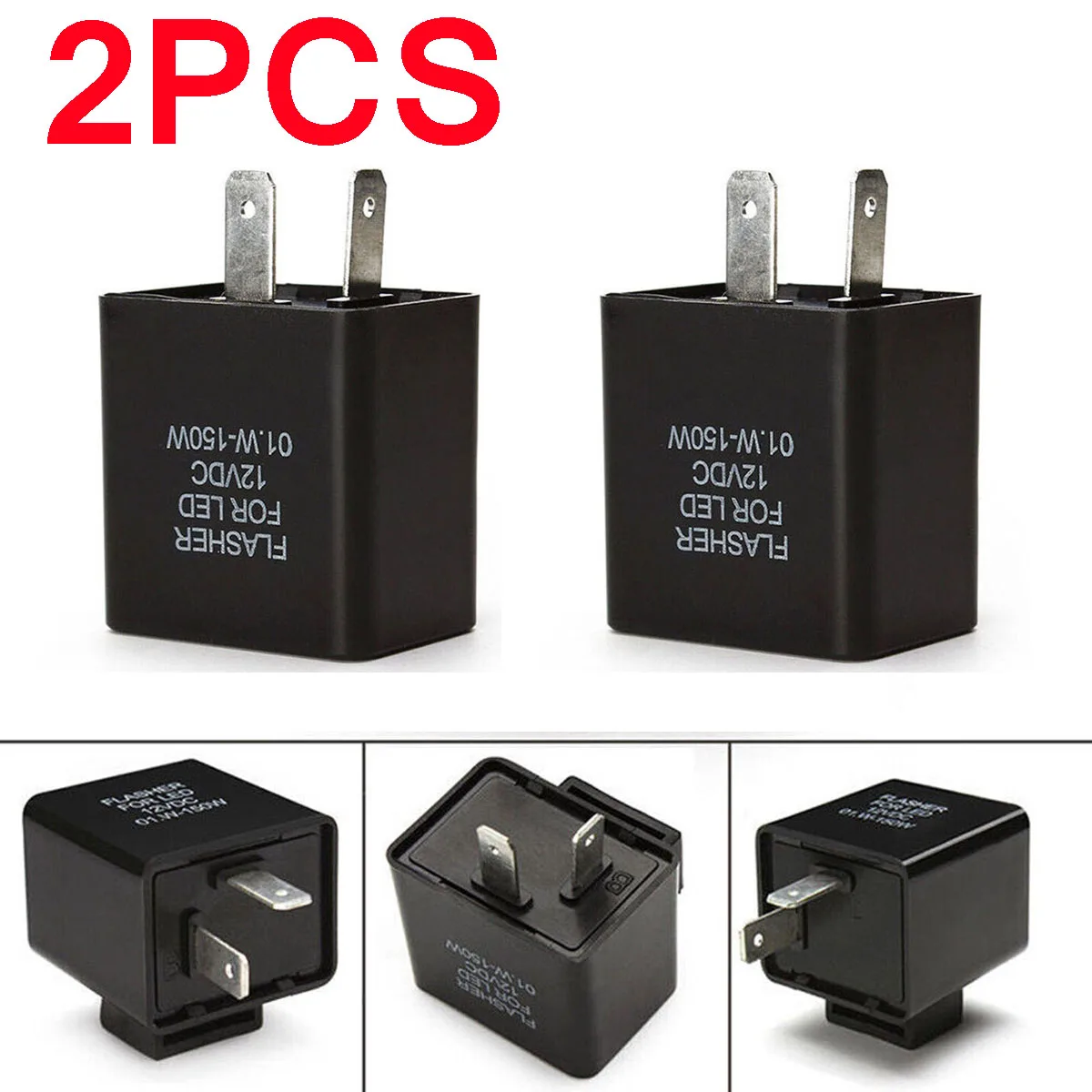 

2Pcs Motorcycle 2 Pin Blinker LED Flasher Relay Turn Signal Indicator Kit Universal Blinker 12V for LED Bulb Compatibility DIY