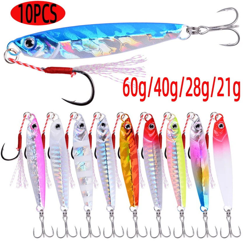 

10pcs Metal Jigs Fishing Lure Weights 40g 28g 21g Pesca Sea Long Shore Casting Jigging Lure Jig Spoon Sinking Fishing Lure Set