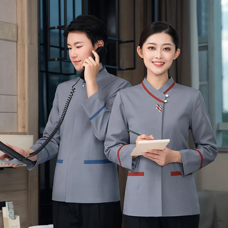 زي تنظيف غرفة الفندق الخريف الشتاء الملكية فندق تنظيف الموظفين الزي الرسمي مول مستشفى تنظيف عمال للجنسين #3