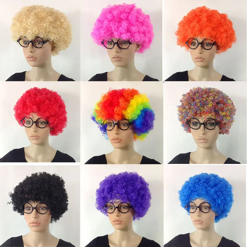 

Halloween Round Explosion Hair Wig Cosplay Dance Party Hairpiece Colourful Funny Clown Fans Afro Hairstyle For Children Adult