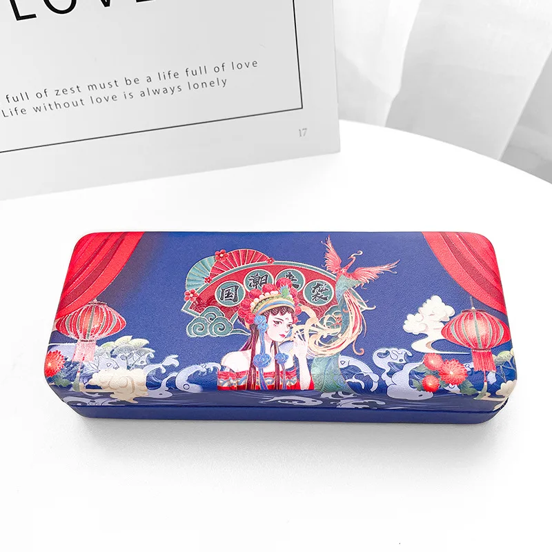 Chinese Style Crane Printed PU Eyeglasses Case Sunglasses Pouch Protection Reading Eye Glasses Box Holder Eyewear Accessories