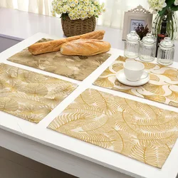Golden Leafs kitchen Placemat Black Cotton Linen Heart Love Table Mats Nordic Western Placemat Cup Mats Waterproof Drink Coaster