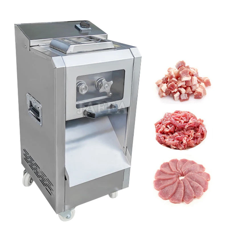 

Коммерческая электрическая мясорезка из нержавеющей стали, подходит для нарезки свежего мяса, мягких овощей и фруктов; проста в эксплуатации.