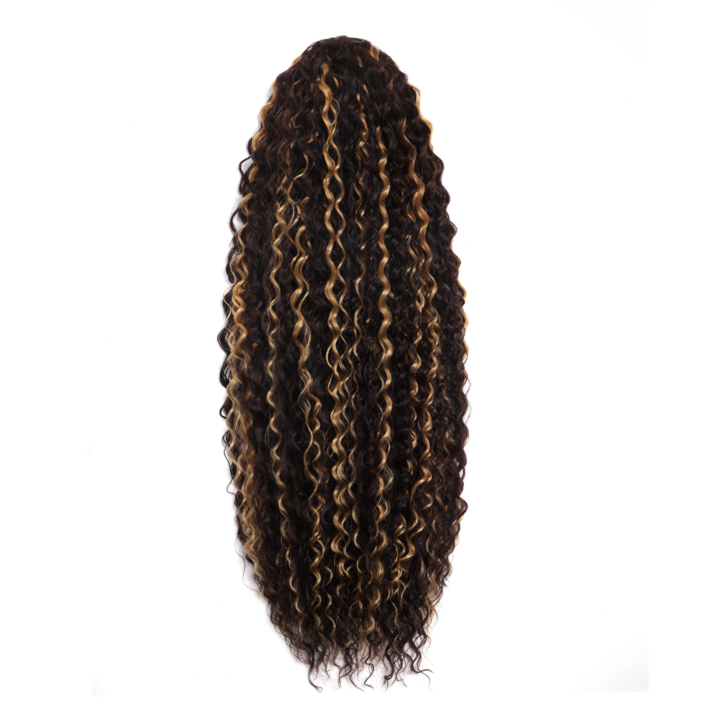 30inch Synthetic Kinky Curly Drawstring Ponytails for Women Blonde Ponytail Clip in Hair Extension for Women Daily Cosplay Party