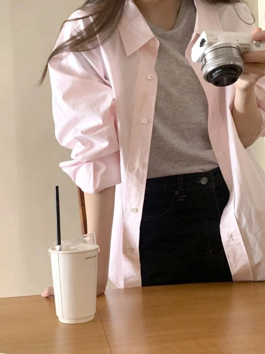 

Корейский розовый тонкий длинный кардиган с отложным воротником для женщин, летний, свободный, многослойный, с защитой от солнца