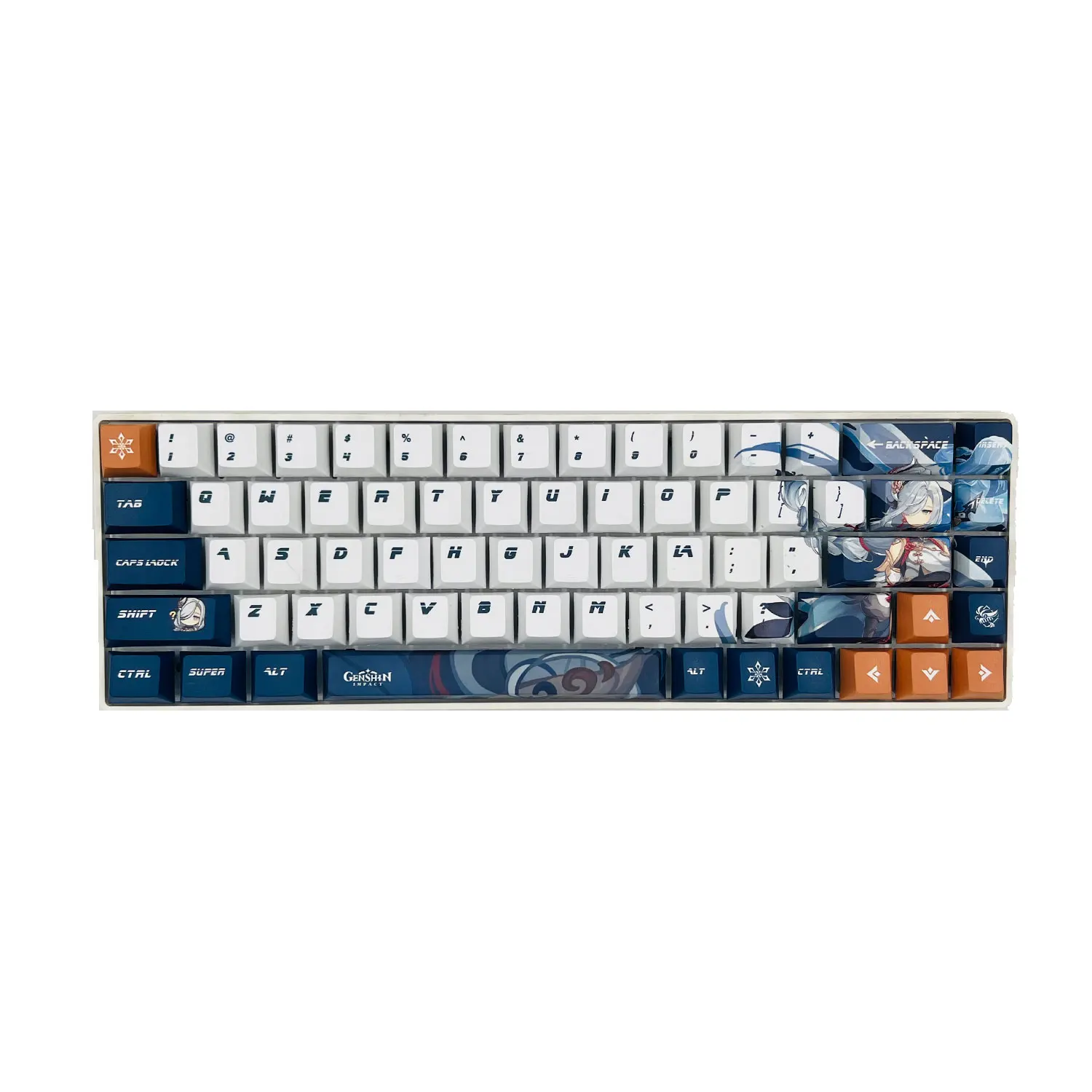 Capuchons de touches de clavier à profil Cherry, pour ventilateurs Genshin Impact, compatibles avec le caractère Shenhe, capuchon de clé mécanique adaptable, 123 pièces