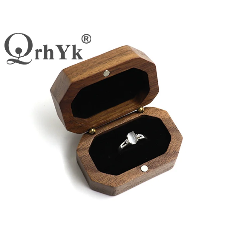 Walnut Wood Jewelry Box Ring Storage Ring Holder Rustic Wedding Ring Box