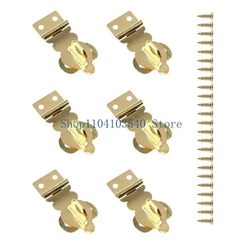 02DC 6PCS GOLD HASP LOCK MINI BRASS LANCHES FACKES FOR CIRCELETS & LAGGAGE