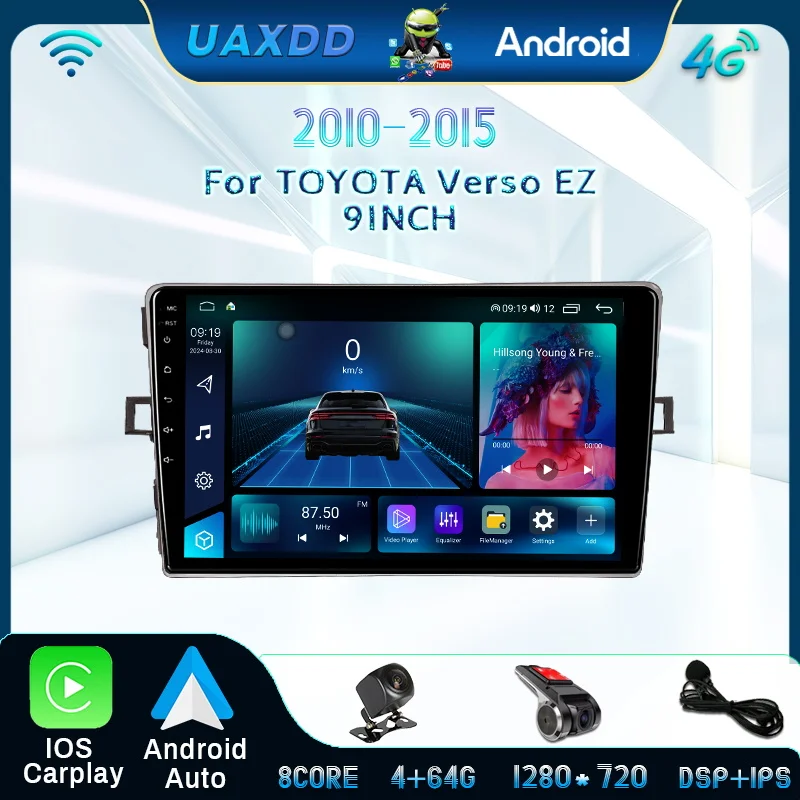 Android Car radio Navigation Multimedia Player For TOYOTA Verso EZ 2010-2015 Carplay Auto Stereo video AI Voice screen 9inch Kit