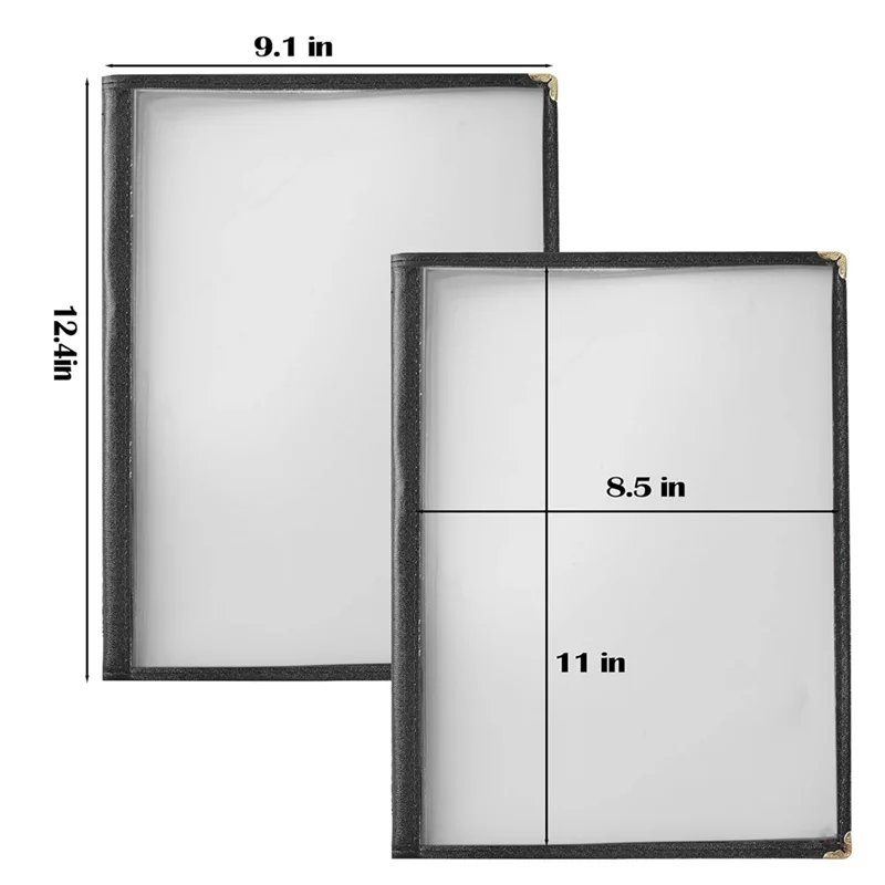 QWE-Menu Cover Porta menu ristorante da 8,5 x 11 pollici 2 pezzi 4 pagine 8 visualizzazione Manicotto menu trasparente, adatto per carta formato A4