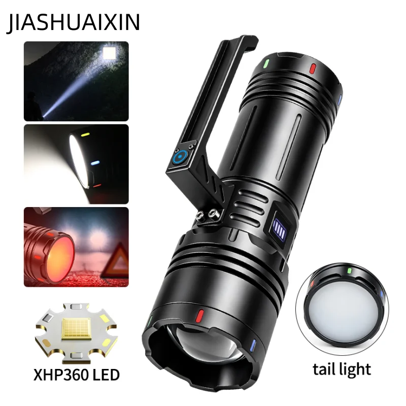 JIASHUAIXIN New XHP360 tail LED multi-source super bright high-lumen flashlight with 9500LM output