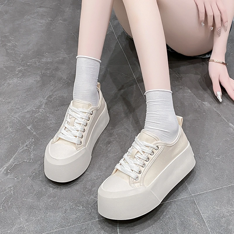 Womens Trainers Canvas Shoes Sneakers Platform Woman-shoes Running Thick Sole Roses Red 2024 Casual Fabric Leisure Womens Sneake