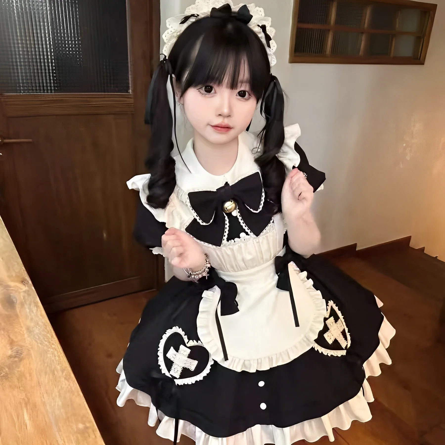 Cute Maid Uniform Cat Print Lolita Dress Cosplay 2025 Themed Par Wear Costume for Girls Large Size Teenagers Anime dsfewr3