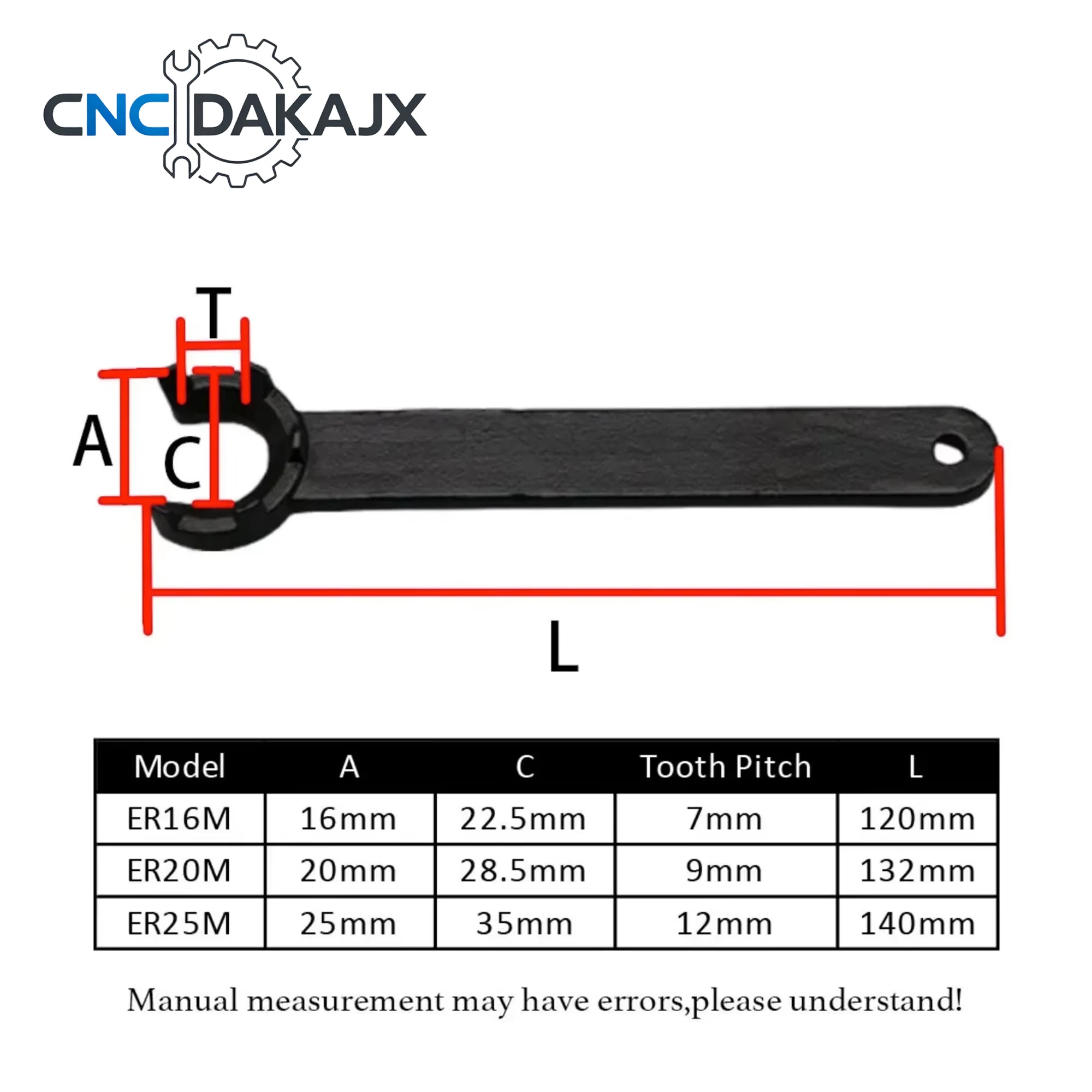 M Type ER Collet Chuck Spanner Wrench ER16M ER20M ER25M Tool Holder Nut Key CNC Milling Drilling Lathe Machine Tooling Component