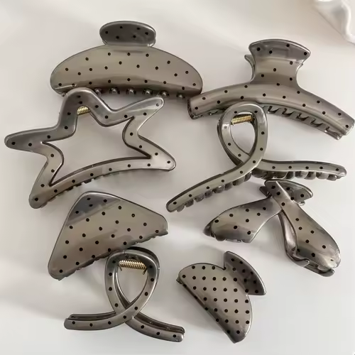 France Style Women Senior Large Black Wave Dot Design Hair Claw Barrettes Girl Fashion Hair Clip Sweet Hair Accessories Headwear - Image 5