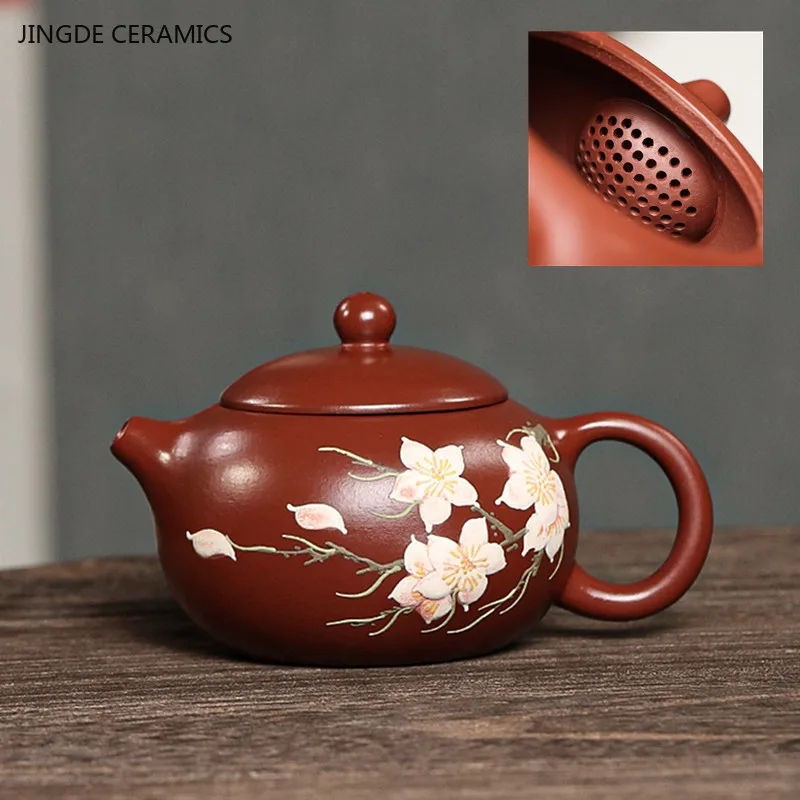 

180ml Dahongpao Ball Hole Filter Tea Infuser Yixing Purple Clay Teapot Handmade Custom Beauty Xishi Kettle Chinese Zisha Teaware