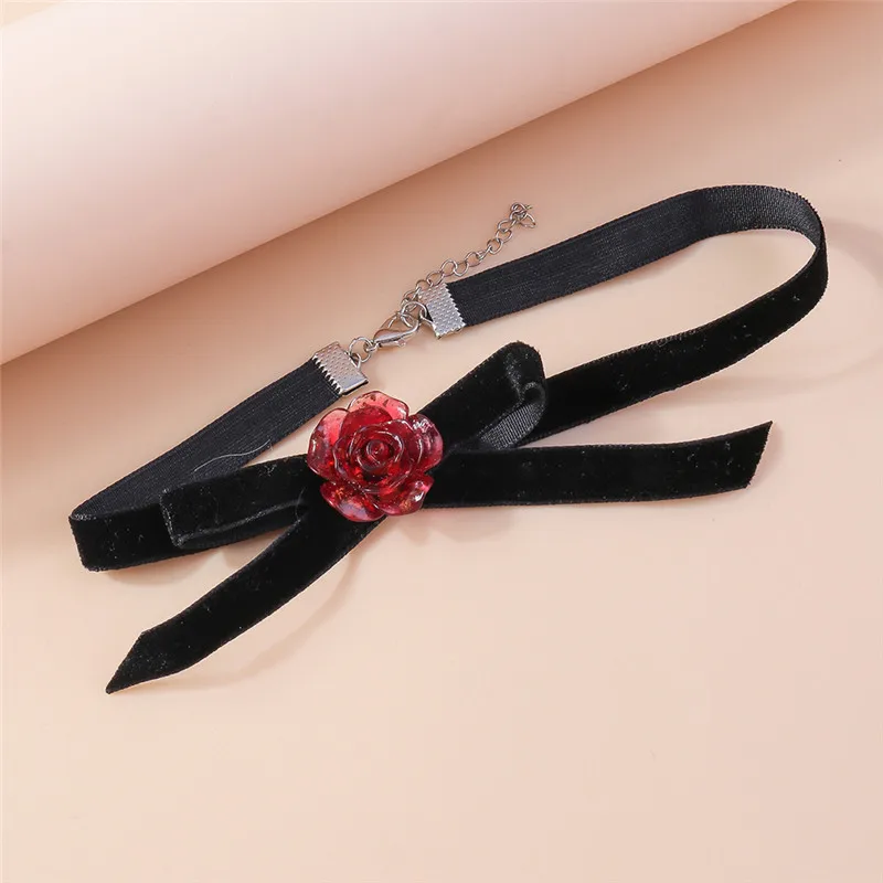 Aihua Sexy rote Samt-Choker-Halsketten für Frauen, Kristall-Herz-Halskette, Braut, Hochzeit, Party, Schmuck am Halskragen – Detail 38