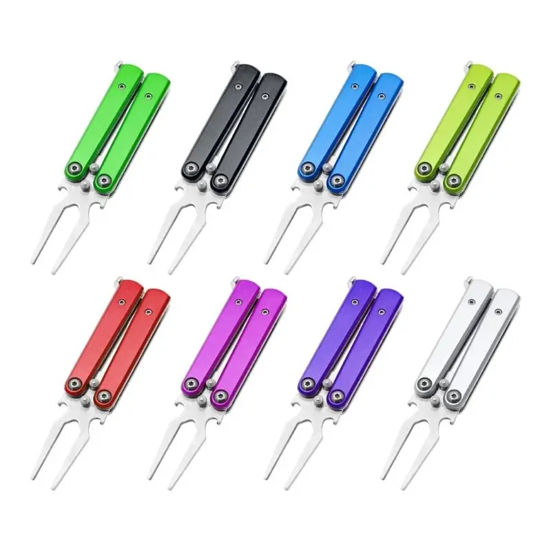 

Складной инструмент для ремонта дивотов, вилка для мячей для гольфа, инструмент для восстановления дивотов, вилка для чистки пазов на гольф-поле, вилка для мячей для гольфа