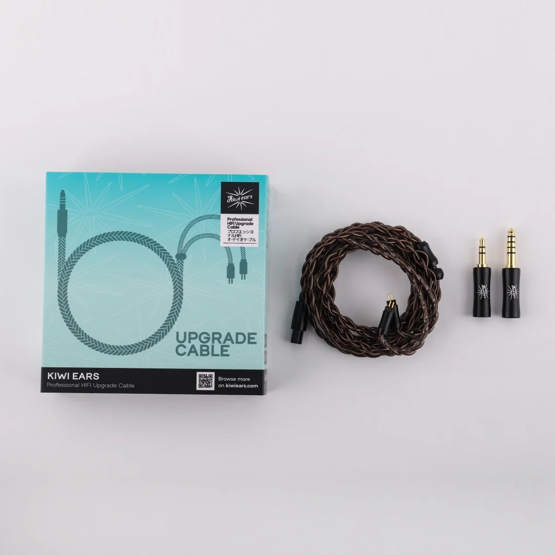 كابل Kiwi Ears Terras 4N OCC Audiophile مع موصلات 3.5 مم و4.4 مم قابلة للتبديل وبناء مرن ومتين