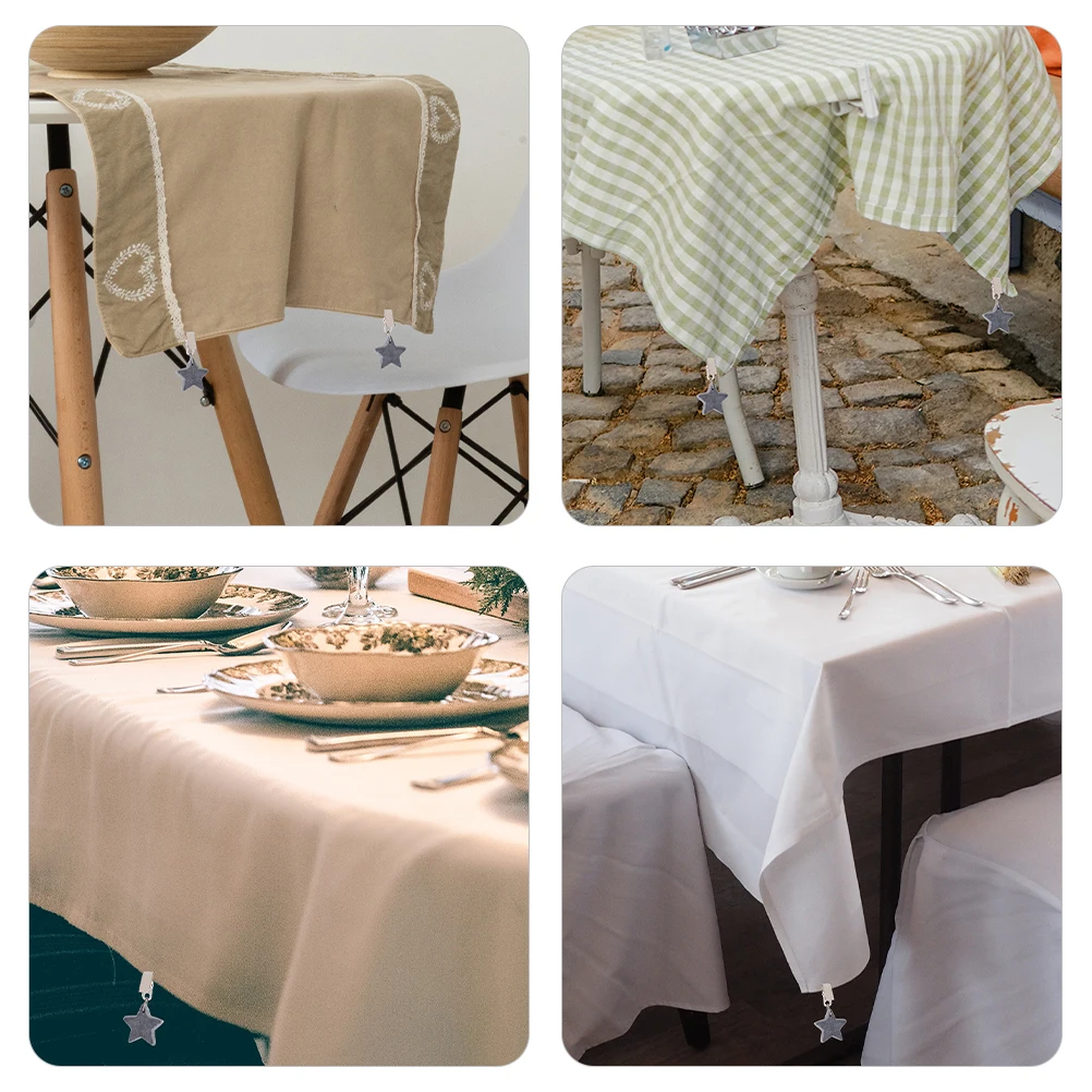 

6pcs Tablecloth Weights Star Shaped Windproof Clips For Outdoor Picnic Dining Tables Reusable Rust Resistant Table Cloth Holders